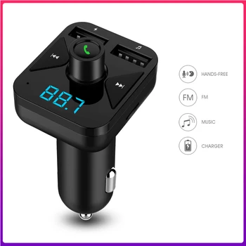 Autó FM Transmitter Bluetooth 5.0 FM Modulátor Autóskészlet 3.4 USB Autós Töltő Vezeték nélküli Kihangosító Aux Audio MP3-Lejátszó