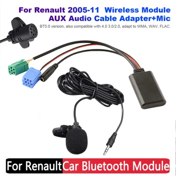 Autós Bluetooth Modul AUX Audio Kábel Adapter MIKROFON Kihangosító MINI ISO 6Pin AUX Kábel Renault Updatelist Rádió 2005-2011