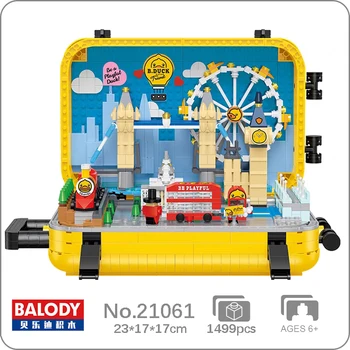 Balody 21061 Kacsa Utazás Bőrönd London Eye, Big Ben, Tower-Híd Vonat Mini Blokk Tégla Épület Játék Gyerekeknek Ajándék Doboz Nincs