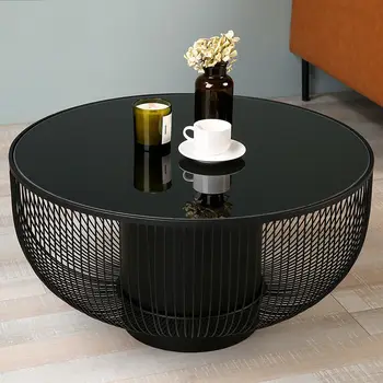 Designer bútorok Északi kreatív személyiség kerek egyszerű posztmodern háztartási nappali, kis üveg dohányzóasztal