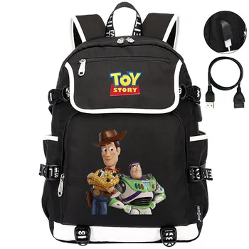 Disney Toy Story Woody Fiúk, Lányok, Tini Főiskolai Hallgató Iskola Táskák Mochila Férfiak, Nők, USB Töltő Laptop Utazási Hátizsák
