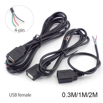 DIY 4 Pin Női Jack 4 Vezetékes vonal Csatlakozó kiterjesztése Kábel 5V Micro USB 2.0 Szállítási Adatok Áram Töltés Kábel, 0,3 m/1m/2m