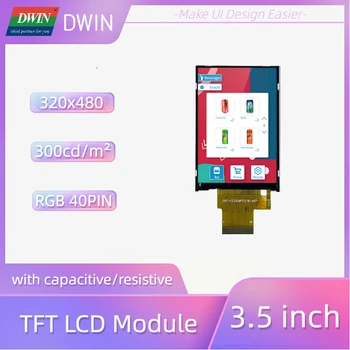DWIN 300 Fényes 3,5 Hüvelykes 320x480 24 bites RGB-IPS TFT LCD Modul GT911 Vezérlő, Kapacitív, Rezisztív Érintőképernyős LI48320T035IB3098