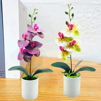 Díszes Mesterséges Növény Rugalmas Művészi UV-rezisztens Esküvői Dekorációs Mesterséges Orchidea Virág, a Fű