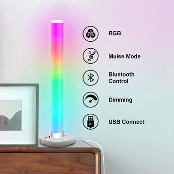 Emelet Fény LED Hangulatú Éjszakai Fény Csík Bluetooth Szabályozható RGB Neon Este Zene asztali Lámpa Beltéri Haza Éjjeli Szoba Decora
