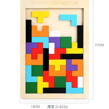 Fa Biztonságos Tetris Játék Oktatási Kirakós Korai Oktatás Játékok Tangram Agy-Teaser Óvodáskorú Gyermekek Ajándék