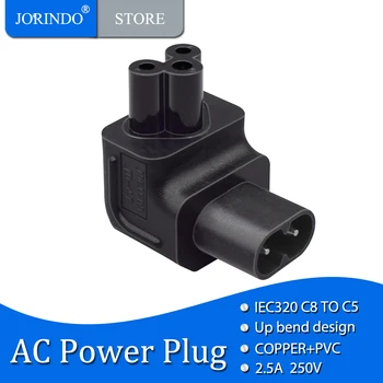 JORINDO IEC320 C8, HOGY C5 AC power conversion plug L alakú, Felfelé hajlik design 8. Ábra-alakú férfi szilva virág női dugó adapter