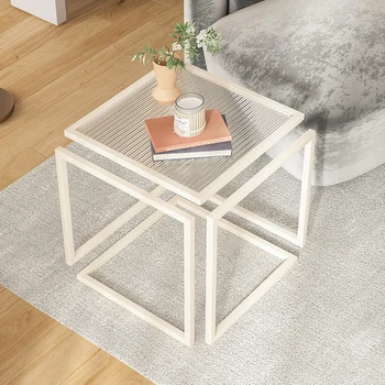 kreatív üveg szélén táblázat ins stílus krém stílus tervező kanapé sarok asztal egyszerű vas kis négyszögletes asztal tea asztal