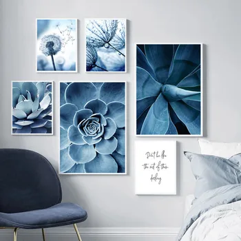 Kék Szukkulens Növény, A Festészet Modern Otthon Művészet Plakát Pitypang Virág, Kép Bevásárlóközpont Dekoráció Nyomtatott Freskó