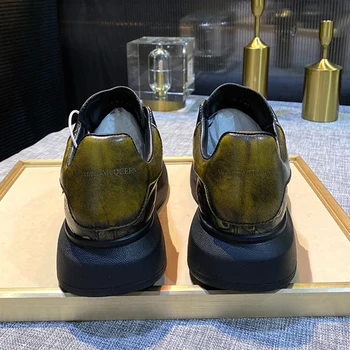 Luxus Eredetiség Design Bőr Cipők Marhabőr Ember Kerek-toe Retro Üzleti Alkalmi Cipő Túlméretes Női Platform Naplopók