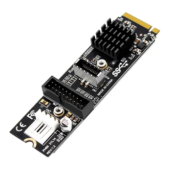 M. 2 PCIe-USB Adapter Átalakító Bővítő Kártya TÍPUS C+19/20PIN M. 2 NVMe M-Kulcs USB3.1 5Gbps Előlapi Csatlakozó