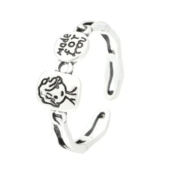 M2EA Régi Fiú Design Gyűrűk Női Kreatív Levelet Ujj Gyűrű Állítható Nyílt Gyűrűk Esztétika Ékszerek Vicces Gyűrűk