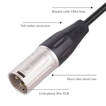 Mikrofon Adapter Kábel XLR Férfi-1/4 (6,35 mm) Inch Kábel Női Calbe A Pro Audio Használja a Fekete Elektromos Berendezés Részei