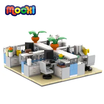 MOOXI City Street View Hivatal Jelenet Asztal Modell DIY Blokk Épület Tégla darabokat Össze fejlesztő Játék Gyerekeknek Ajándék MOC4072