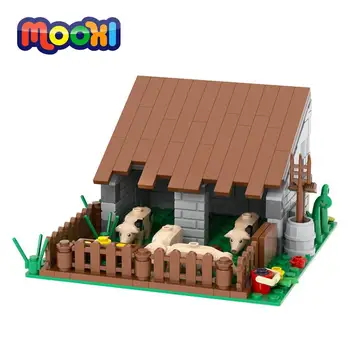MOOXI Farm Street View Disznóól Állat Ól Modell DIY Blokk fejlesztő Játék Gyerekeknek Ajándék Épület Tégla darabokat Össze MOC3032