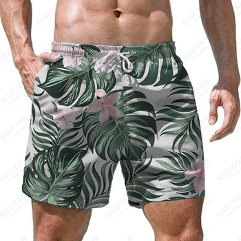 Nyáron új férfi rövidnadrág trópusi növény 3D nyomtatott férfi rövidnadrág, alkalmi nyaralás stílusú férfi rövidnadrág divat trend férfi rövidnadrág