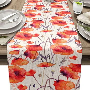 Olaj Festmény, Virág Nyomtatás asztali Futó Esküvői Hotel Fél asztali futó Terítő lakberendezési Chemin