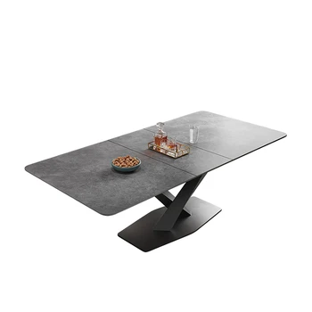 Olasz minimalista étkező asztal, kis háztartási fény luxus rock lemez teleszkópos deformálódó étkező asztal szék