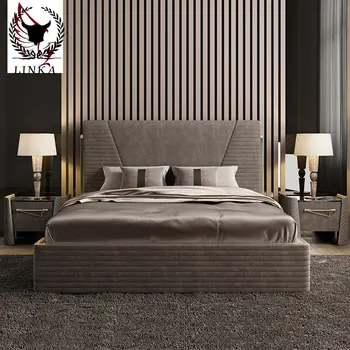 Olasz stílus fény luxus tömörfa franciaágy hálószoba egyszerű nagy ágy modern high-end bútor kombináció új termék