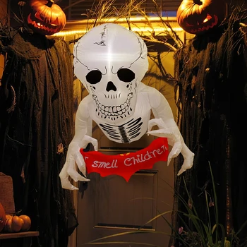 Ourwarm Halloween Felfújható Csontváz Fehér Szellem LED Játékok Horror Ablak Udvar Haza Kerti Parti Dekoráció