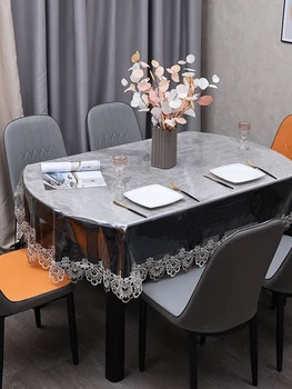 Ovális étkező asztal szövet PVC, vízálló, olaj ellenálló, mossa ingyenes, forrázás ellenálló Kínai stílusú háztartási