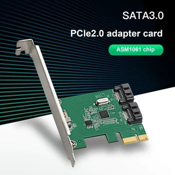 PCIE 2.0 X1 2 Port SATA3.0 Merevlemez bővítőkártya AMS1016 Chip Kártya Adapter PCIE 2.0 Kelő Kártya