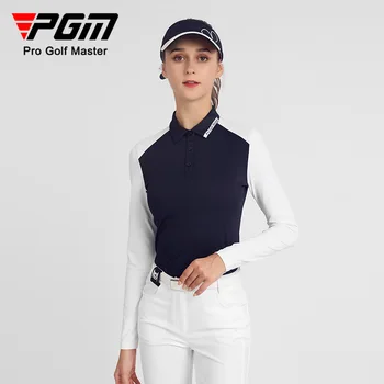 PGM Golf Női Hosszú Ujjú Ing, Hajtóka Divat Őszi téli Egyszerű Polo póló, Kényelmes Felső Golf Ruházati Nők YF515