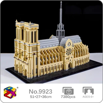 PZX 9923 Világ Építészeti Notre Dame De Paris Katedrális Templom DIY Mini Gyémánt Blokk Tégla Épület Játék a Gyermekek Számára, Nincs Doboz