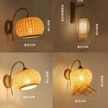 Retro Fali Lámpa Hálószoba Éjjeli Folyosó Folyosó Lépcsőház Eredeti Fa LED Lámpa Új Kínai Zen Kreatív Hotel Fali Lámpa