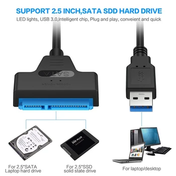 SATA USB 3.0 Kábel Akár 5 gb / s, 2,5 Inch Külső HDD-SSD Merevlemez SATA3 22 Pin Adapter USB 3.0 Sata-III Kábel TÍPUSA-C