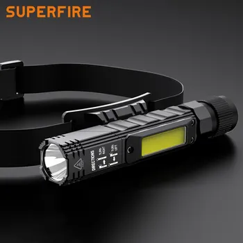 SUPERFIRE G19 LED+COB Fényszóró Lámpa Mágnes USB Újratölthető Fej Fény Hatalmas Fáklya Fényszóró a Kemping Működik Halászat