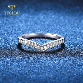 TFGLBU 0.14 CTTW Moissanite Gyűrűk a Nők számára a Házasság Menyasszonyi Rakható Band Pass Gyémánt Teszt S925 Sterling Ezüst, Fehér-arany