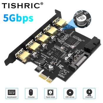 TISHRIC ÚJ, Nagy Sebességű átvitel 5 USB3 Port.2 19in PCIE bővítőkártya Hozzá a Kártya D720201 Vezérlés Kompatibilis X4X8X16