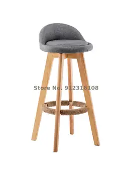 Tömör fa kreatív, modern, egyszerű, bár szék Európai retro háztartási forgó szék háttámla recepció bárszék