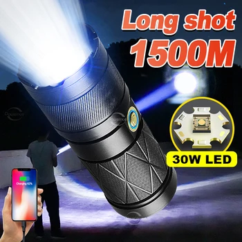 Ultra Erős LED-es Zseblámpa Vízálló Kültéri Hosszú Lövés Kézi Lámpa Hordozható Zoom Lámpás USB Multifunkciós Taktikai Torch18650