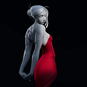 Unassambled 1/10 Harcos Vörös ruhás nő TISZT MELLSZOBOR Gyanta ábra miniatűr modelleket, Festetlen