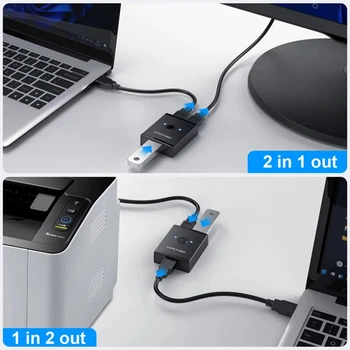 USB KVM Kapcsoló Választó USB 3.0 2.0 Váltó Elosztó Doboz 2 PC-s Port Megosztási a Nyomtató/Szkenner/Billentyűzet/Egér