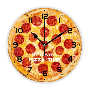 Vicces, Hogy Mindig a Pizza Idő Pepperoni Pizza falióra a Konyha, Étterem Dekoráció, Fali Órát, Étterem Cafe Pizza szerelmes Ajándék