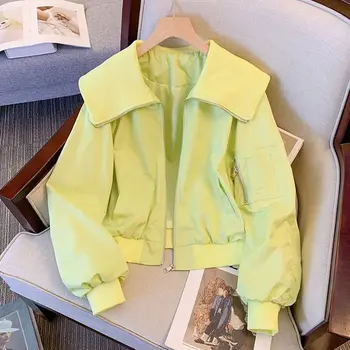 Zöld Rövid Kabát Női Tavaszi, Őszi 2023 Új Polo Vékony, Laza, Hosszú Ujjú Kabát