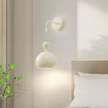 Északi LED Fali Lámpák Krém Színű Hálószoba Éjjeli Lámpa, Egyszerű, Modern Nappali Háttér Hálószoba Éjjeli Fali Lámpák