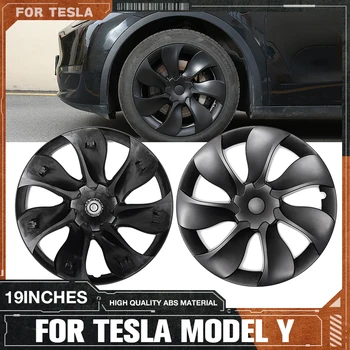 Új Design A Tesla Model Y 4db/1db Dísztárcsa 19 Hüvelyk Hub Kap Teljesítmény Helyettesítő Kerék Fedelét, Autó Tartozékok